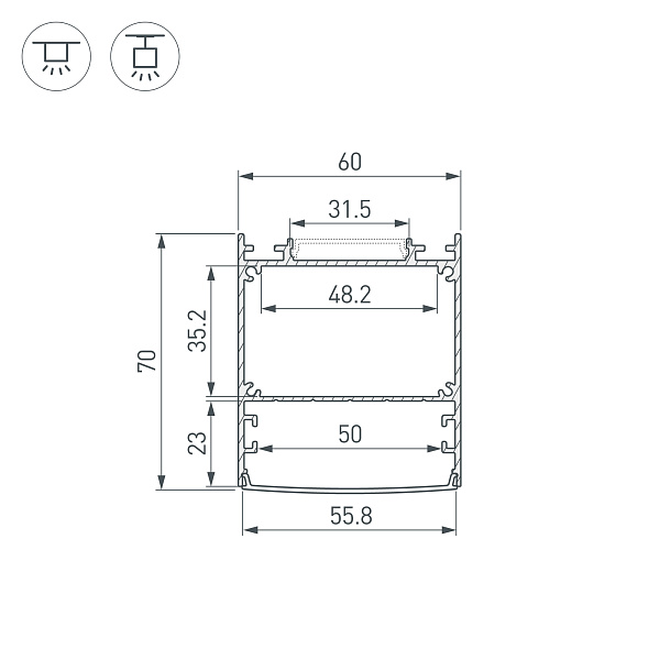 Профиль LINE-6070-3000 ANOD BLACK (Arlight, Алюминий) Lednikoff