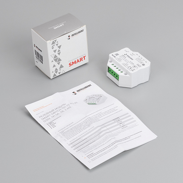 INTELLIGENT ARLIGHT Релейный модуль SMART-SWITCH-701-72-PS-IN (230V, 1x1.5A, ZB, 2.4G) (IARL, Пластик) Lednikoff