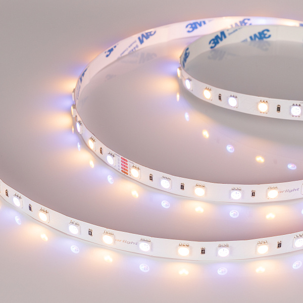 Светодиодная лента RT-B60-10mm 24V RGBW-Warm (14.4 W/m, IP20, 5m) (Arlight, Открытый) Lednikoff