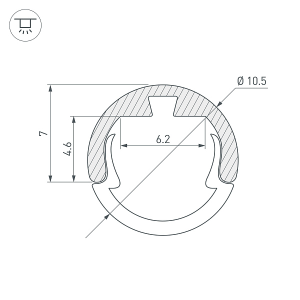 Профиль ROUND-D10.5-2000 ANOD BLACK (Arlight, Алюминий) Lednikoff