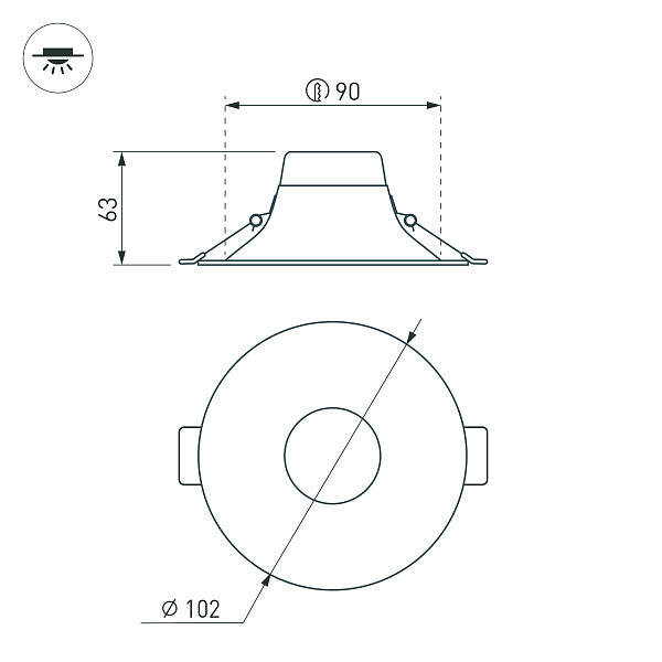 Светильник MS-BLIZZARD-BUILT-R102-8W Day4000 (WH, 100 deg, 230V) (Arlight, IP20 Металл, 3 года) Lednikoff