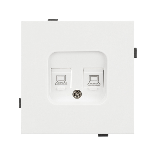 Механизм компьютерной розетки двойной SCT-TENDO-MPC2-SFPL-WH (RJ-45, CAT6) (Arlight, Матовый белый) Lednikoff