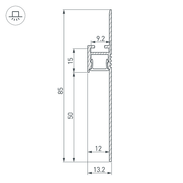 Профиль ARH-PLINTUS-50-FANTOM-3000 RAL7044 (Arlight, Алюминий) Lednikoff