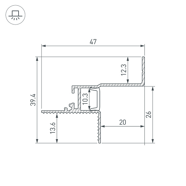 Профиль СEIL-S12-SHADOW-20-SIDE-3000 ANOD BLACK (Arlight, Алюминий) Lednikoff