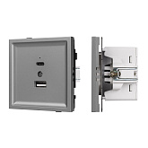 Механизм USB розетки SCT-TENDO-MUAC-PL-GR (5V, 3A, QC3) (Arlight, Графитовый)