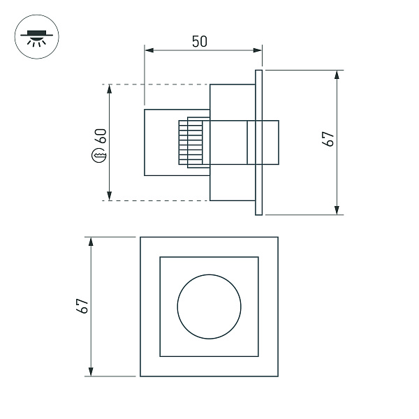 Светильник MS-ORIENT-BUILT-TURN-TC-S67x67-3W Warm3000 (BK-BK, 30 deg, 230V) (Arlight, IP20 Металл, 5 лет) Lednikoff