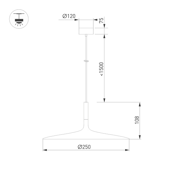 Светильник SP-FIORE-R250-8W Warm3000 (BK, 120 deg, 230V) (Arlight, IP20 Металл, 3 года)
