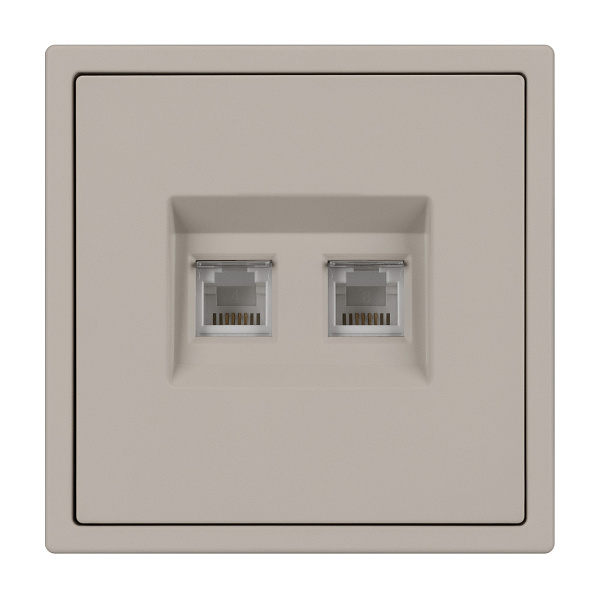 Механизм сдвоенной телефонной розетки SCT-NOBE-MTL2-SFPL-CA (RJ-11, 4C) (Arlight, Кашемир) Lednikoff
