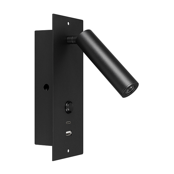 Светильник SP-BED-CHARGE-BUILT-S80x230-3W Warm3000 (BK, 20 deg, 230V, USB-A, USB-C) (Arlight, IP20 Металл, 3 года) Lednikoff