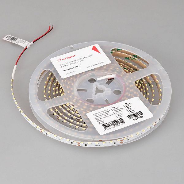 Светодиодная лента RS-S120-8mm 24V White6000 (9.6 W/m, IP20, 3014, 5m) (Arlight, боковое свечение) Lednikoff