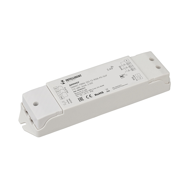 INTELLIGENT ARLIGHT Диммер SMART-PWM-103-72-RGB-PS-SUF Grey (12-48V, 3x6A, 2.4G) (IARL, IP20 Пластик, 5 лет) Lednikoff