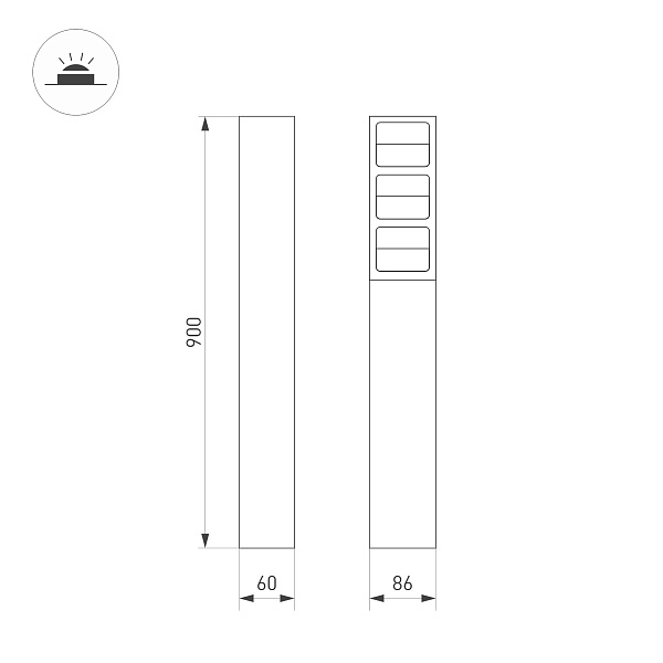 Светильник LGD-TILLIS-BOLL-H900-12W Warm3000 (GR, 92 deg, 230V) (Arlight, IP65 Металл, 3 года) Lednikoff