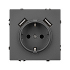Механизм розетки с USB зарядкой SCT-NOBE-MUAA-SFPL-GR (230V, 16A) (Arlight, Серый базальт) Lednikoff
