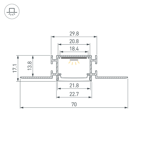 Профиль FANTOM-BENT-W23-SIDE-2000 ANOD (Arlight, Алюминий) Lednikoff