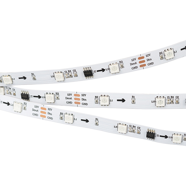 Светодиодная лента SPI-B30-10mm 12V RGB-PX3 (7.2W/m, IP20, 5060, 5m) (Arlight, бегущий огонь) Lednikoff