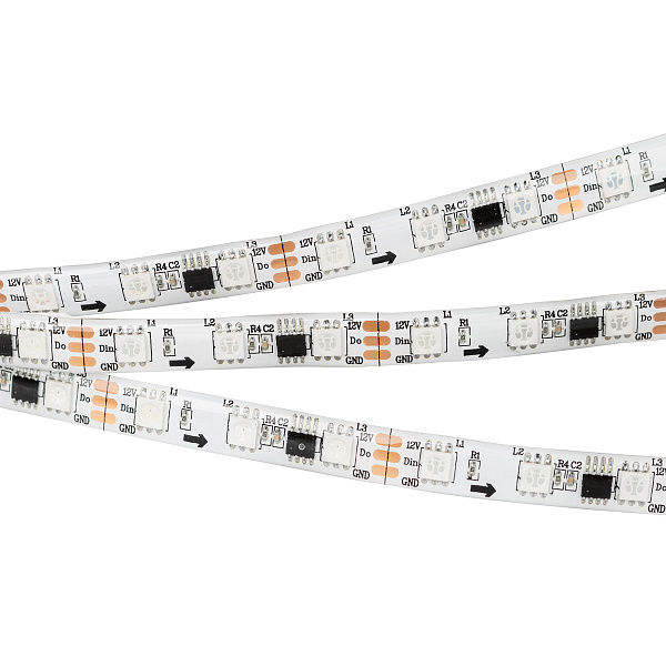 Светодиодная лента SPI-5000SE-5060-60 12V Cx3 RGB (10mm, 14.4W/m, IP65) (Arlight, Закрытый, IP65) Lednikoff