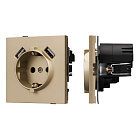 Механизм розетки с USB зарядкой SCT-TENDO-MUAA-SFPL-GD (230V, 16A) (Arlight, Матовый песочный) Lednikoff