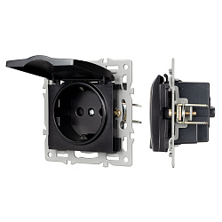 Механизм розетки влагозащищённый SCT-MCP-PL-BK (250V, 16A) (Arlight, -)