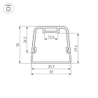 Профиль с экраном LINE-D-3734-2000 TETRA BLACK+OPAL (Arlight, Алюминий) Lednikoff