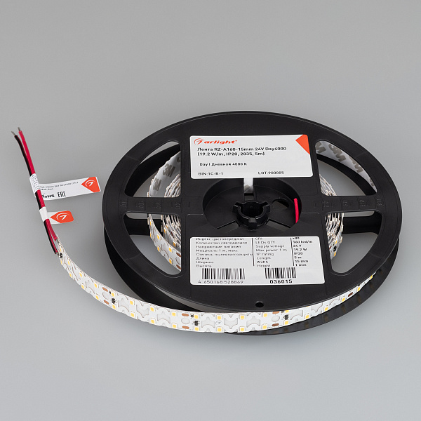 Светодиодная лента RZ-A160-15mm 24V Day4000 (19.2 W/m, IP20, 2835, 5m) (Arlight, -) Lednikoff