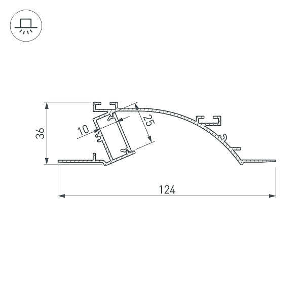 Профиль с экраном ALM-ARC-SINGLE-2000 ANOD+FROST (Arlight, Алюминий) Lednikoff