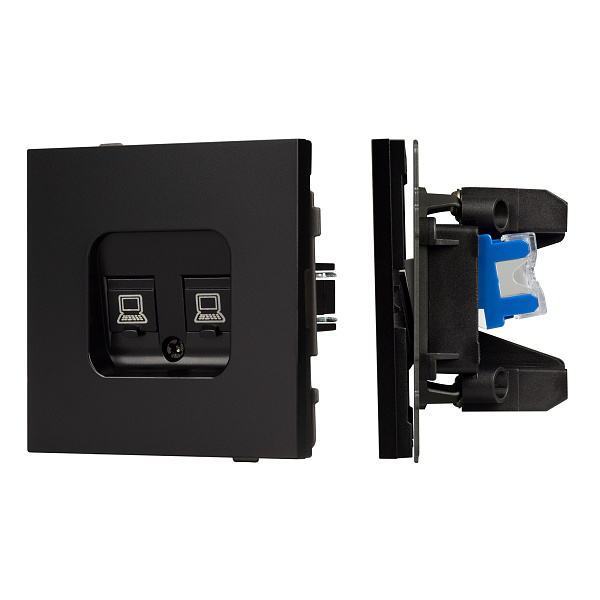 Механизм компьютерной розетки двойной SCT-TENDO-MPC2-PL-BK (RJ-45, CAT6) (Arlight, Черный) Lednikoff