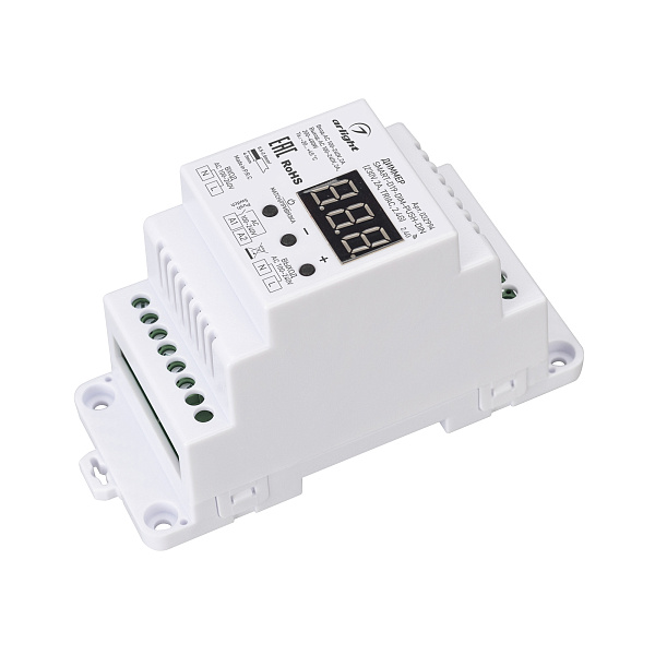 Диммер SMART-D19-DIM-PUSH-DIN (230V, 2A, TRIAC, 2.4G) (Arlight, IP20 Пластик, 5 лет) Lednikoff