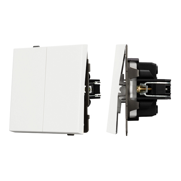 Механизм выключателя двухклавишный проходной SWT-TENDO-MKP2-SFPL-WH (230V, 10A) (Arlight, Матовый белый) Lednikoff