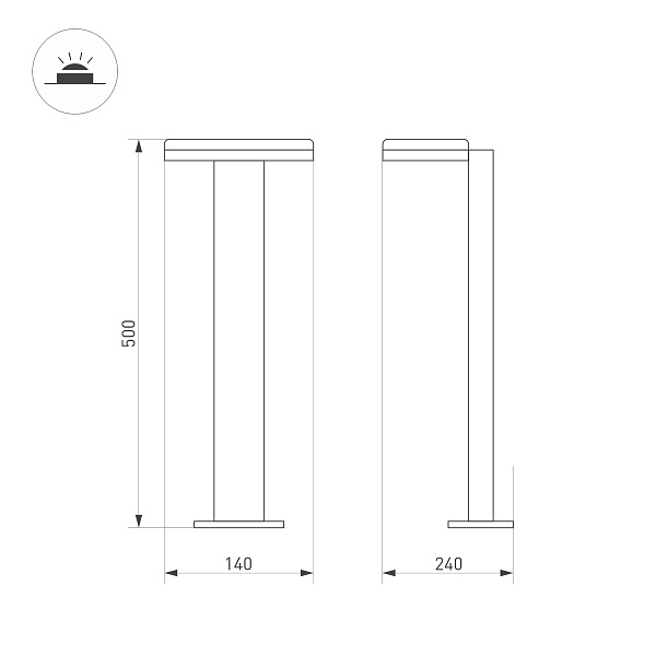 Светильник LGD-TENT-BOLL-H500-9W Warm3000 (GR, 110 deg, 230V) (Arlight, IP65 Металл, 3 года) Lednikoff