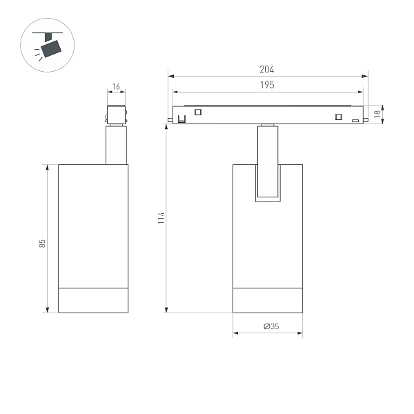 Светильник MAG-ORIENT-SPOT-R35-6W Day4000-MIX (BK, 24 deg, 48V, DALI) (Arlight, IP20 Металл, 5 лет)