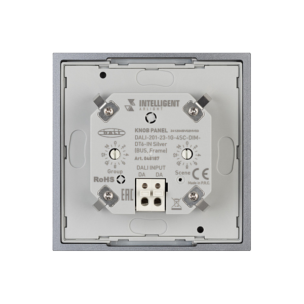 INTELLIGENT ARLIGHT Кнопочная панель DALI-201-23-1G-4SC-DIM-DT6-IN Silver (BUS, Frame) (IARL, IP20 Металл, 3 года) Lednikoff