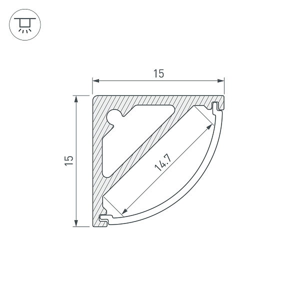 Профиль SL-KANT-H15-3000 ANOD (Arlight, Алюминий) Lednikoff