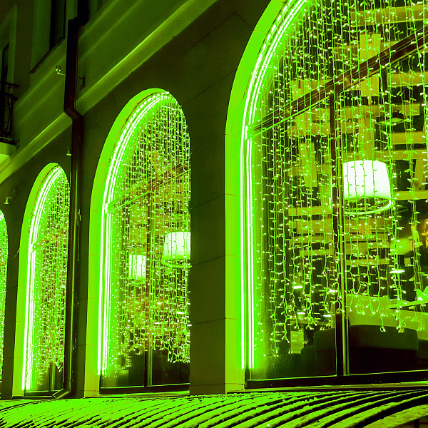 Светодиодная гирлянда ARD-CURTAIN-CLASSIC-2000x1500-CLEAR-360LED Green (230V, 60W) (Ardecoled, IP65) Lednikoff