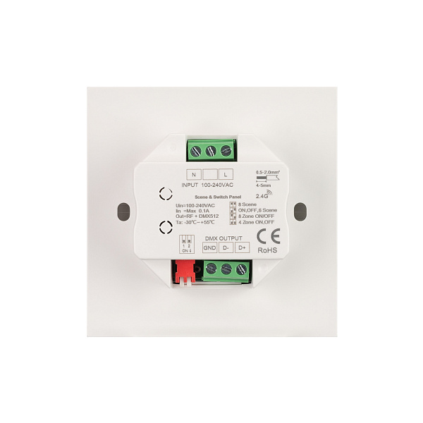 INTELLIGENT ARLIGHT Кнопочная панель SMART-DMX512-801-22-8G-8SC-DIM-IN White (230V, 2.4G) (IARL, IP20 Пластик, 5 лет) Lednikoff
