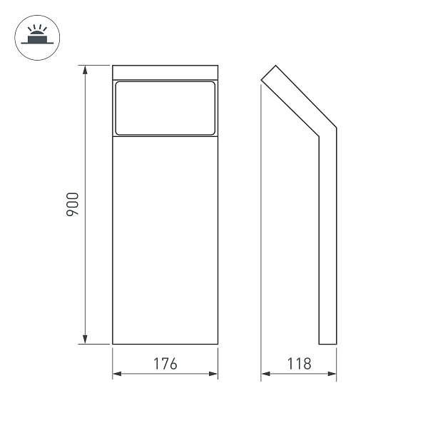 Светильник LGD-ECRAN-BOLL-H900-9W Warm3000 (GR, 108 deg, 230V) (Arlight, IP65 Металл, 3 года) Lednikoff