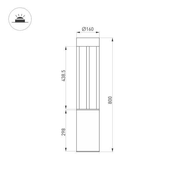 Светильник LGD-CASTELLO-BOLL-H800-20W Warm3500-MIX (GR, 80 deg, 230V) (Arlight, IP65 Металл, 5 лет) Lednikoff