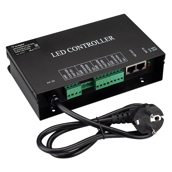 Контроллер HX-SPI-DMX-SL-4P (4096 pix, 220V, TCP/IP, add, ArtNet) (Arlight, IP20 Металл, 2 года) Lednikoff