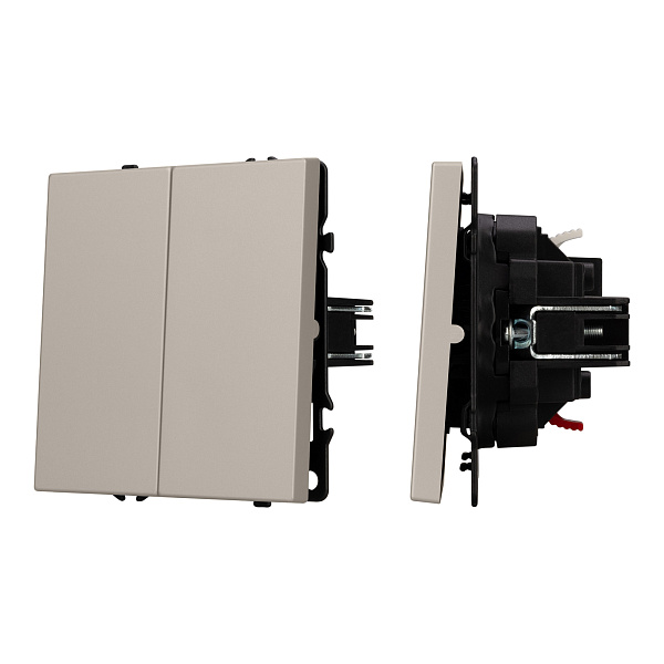 Механизм выключателя двухклавишный непроходной SWT-NOBE-MK02-SFPL-CA (230V, 10A) (Arlight, Кашемир) Lednikoff