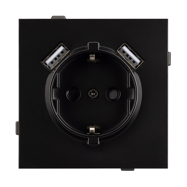 Механизм розетки с USB зарядкой SCT-TENDO-MUAA-PL-BK (230V, 16A) (Arlight, Черный) Lednikoff