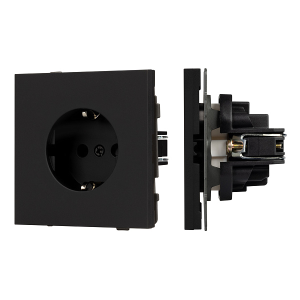 Механизм электрической розетки SCT-TENDO-MEU1-SFPL-BK (230V, 16A) (Arlight, Матовый черный) Lednikoff