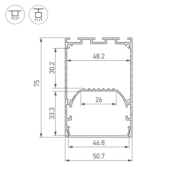 Профиль LINE-S-5075-2500 WHITE (Arlight, Алюминий) Lednikoff