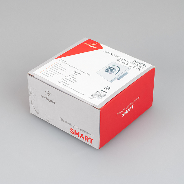 Панель SMART-P1-DIM-G-IN White (3V, Rotary, 2.4G) (Arlight, IP20 Пластик, 5 лет) Lednikoff