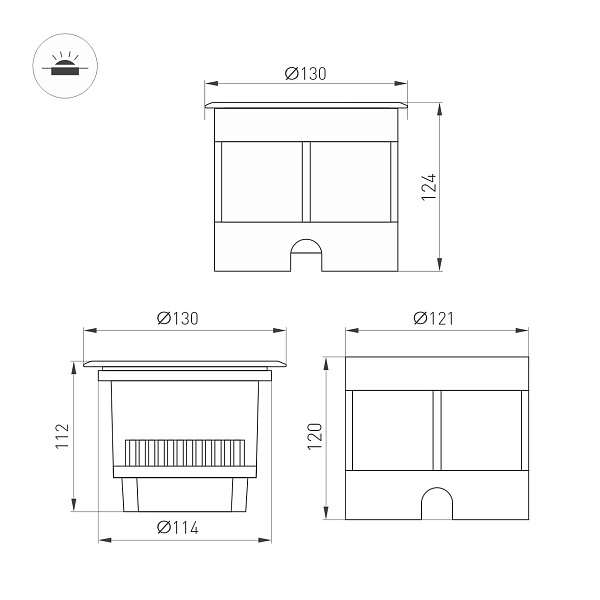 Светильник LTD-DAFNA-GROUND-R130-11W Day4000 (SL, 45 deg, 230V) (Arlight, IP67 Металл, 5 лет) Lednikoff