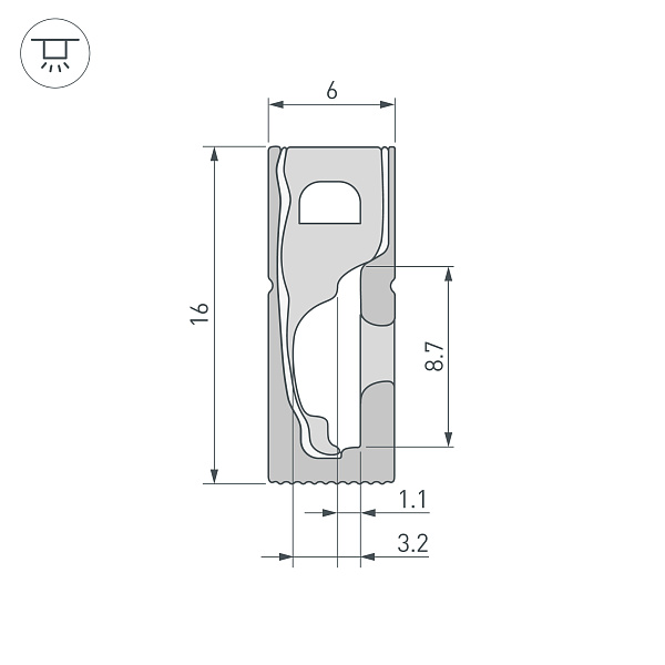 Силиконовый профиль WPH-FLEX-0616-SIDE-S9-5m BLACK (Arlight, Силикон) Lednikoff