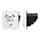 ARL NOBE Розетка зк со шторками с USB тип А+А софт-тач белый кварц SCT-MUAA-SFPL-WH (250V, 16A) (Arlight, -) Lednikoff