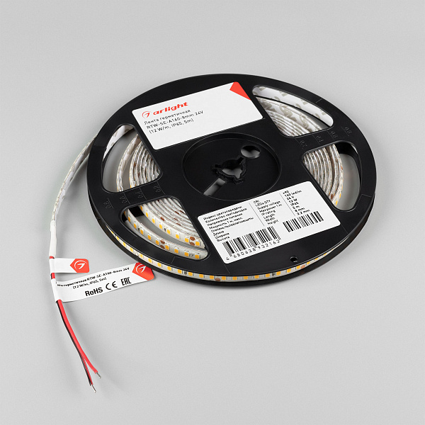 Светодиодная лента герметичная RTW-SE-A160-8mm 24V Day4000 (12 W/m, IP65, 5m) (Arlight, 12 Вт/м, IP65) Lednikoff