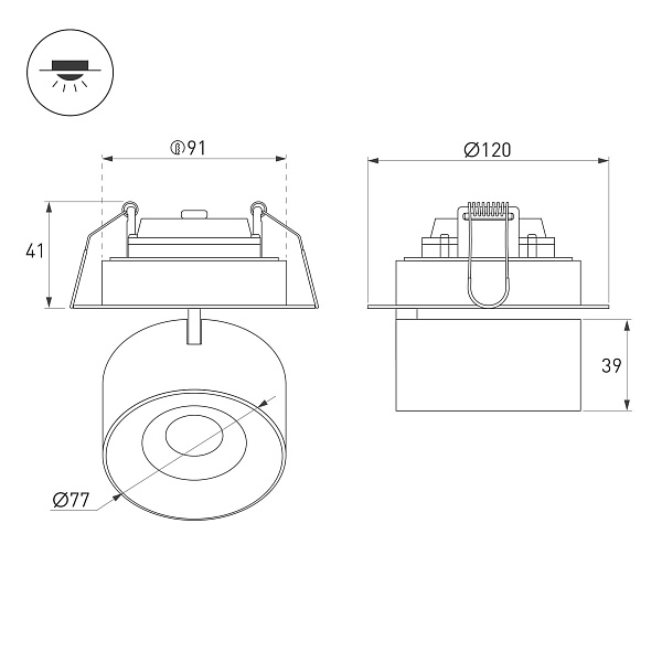 Светильник SP-PLURIO-BUILT-TRIMLESS-R120-9W Day4000 (BK-CHR, 36 deg, 230V) (Arlight, IP20 Металл, 3 года) Lednikoff