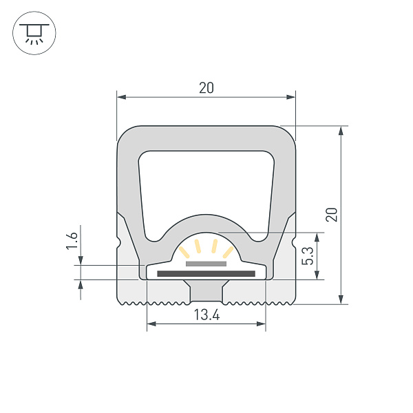 Силиконовый профиль WPH-FLEX-2020-TOP-S13-5m WHITE (Arlight, Силикон) Lednikoff