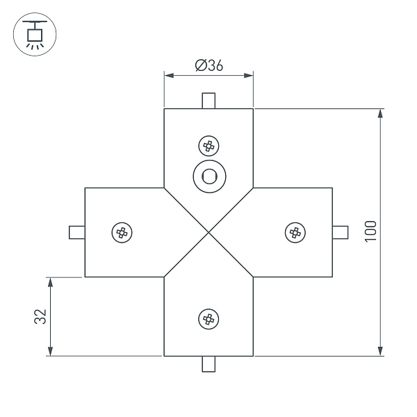 Соединитель профиля ROUND-D36-360-X90 (Arlight, Алюминий) Lednikoff