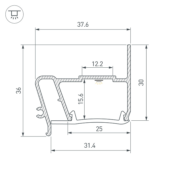 Профиль STRETCH-S-30-WALL-SIDE-2000 (STEP) (Arlight, Алюминий) Lednikoff